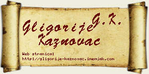 Gligorije Kaznovac vizit kartica